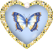 Gif animé coeur bleu et papillon